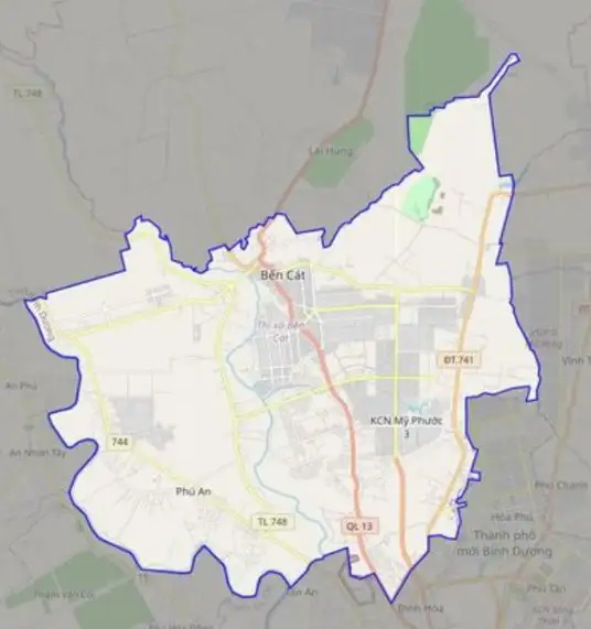 Bản đồ Thành phố Bến Cát, Bình Dương